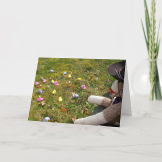 Ernie Monkey Sock Libre Range Peeps Carte de Pâque