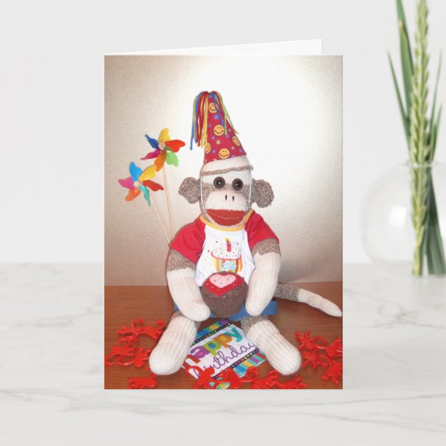 Ernie the Sock Monkey Birthday Card Karte (Vorderseite)