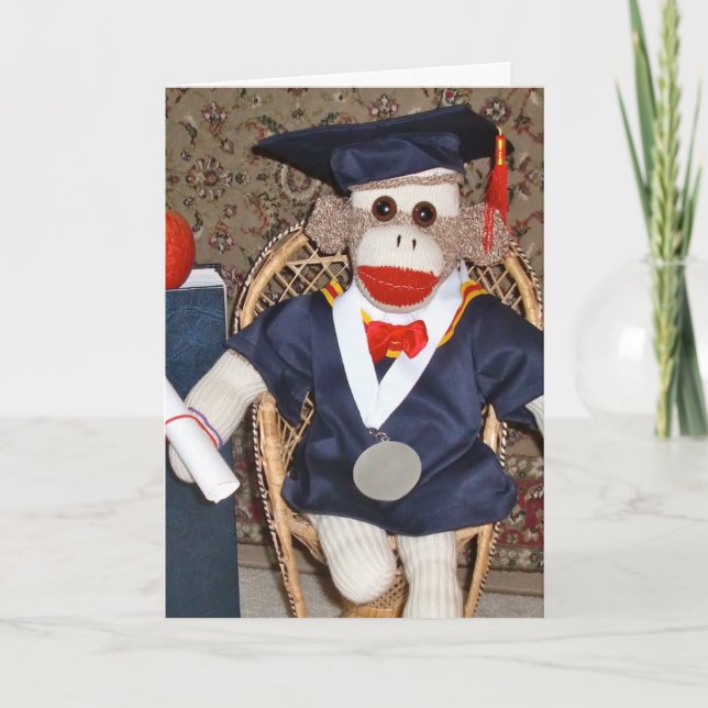 Ernie the Sock Monkey Graduation Card Karte (Vorderseite)