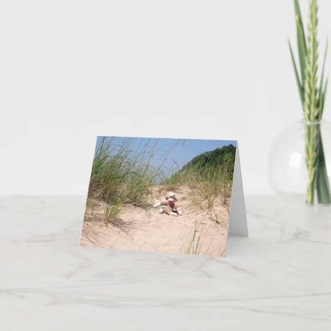Ernie the Sock Monkey Sand Dunes Blank Card Dankeskarte (Vorderseite)