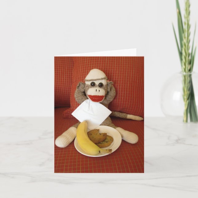 Ernie the Sock Monkey Snack Note Card Karte (Vorderseite)