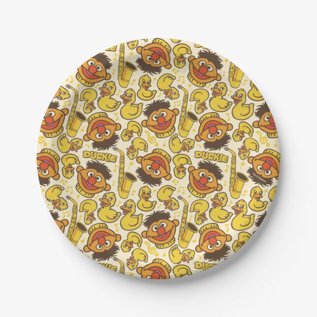 Ernie und Rubber Duckie Pattern Pappteller (Vorderseite)