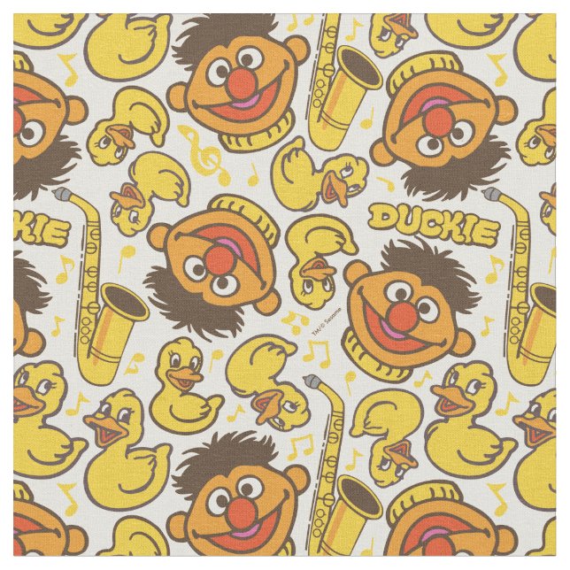 Ernie und Rubber Duckie Pattern Stoff (Nahaufnahme)