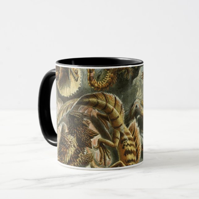 Ernst Haeckel alte Modeillustrierung Lacertilia Tasse (Vorderseite Links)