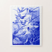 Ernst Haeckel Trochilidae Birds Monotone in Blue