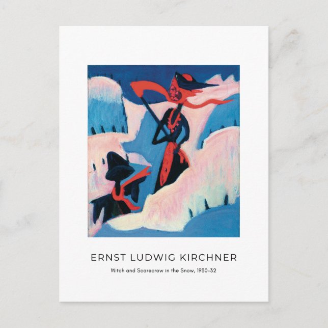 Ernst L. Kirchner, Hexe und Scarecrow im Schnee Postkarte (Vorderseite)
