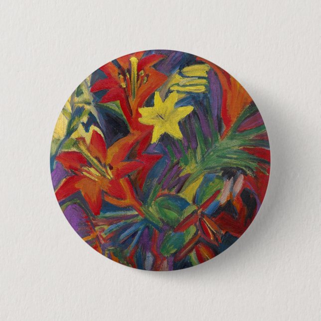 Ernst Ludwig Kirchner Still Life bei Lilies. Button (Vorderseite)