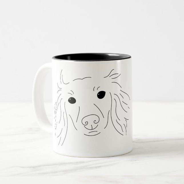 Ernste Dackel-Tasse Zweifarbige Tasse (Vorderseite Links)