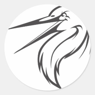 Ernster Graureiher-Vogel in Schwarzweiss Runder Aufkleber