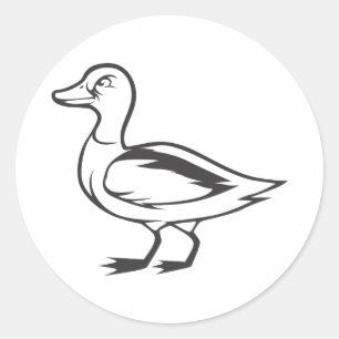 Ernster Stockenten-Enten-Vogel in Schwarzweiss Runder Aufkleber