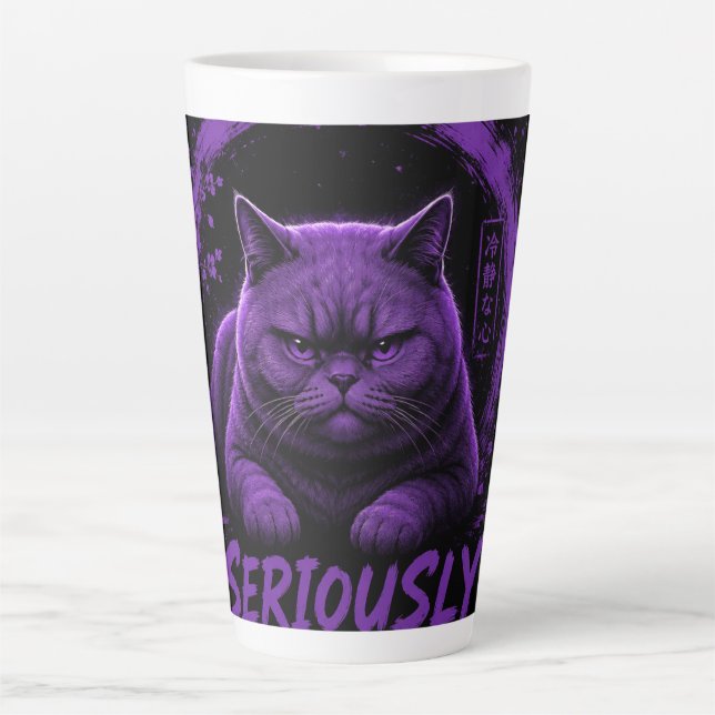 Ernsthaft Katze Milchtasse (Vorderseite)