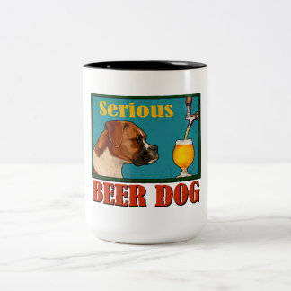 Ernsthafter Bier-Retro-Boxer-Hund Craft-Bier-Liebh Zweifarbige Tasse