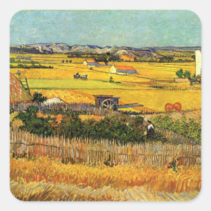 Ernte bei La Crau, Montmajour von Vincent van Gogh Quadratischer Aufkleber