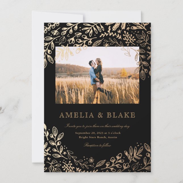 Ernte Blume Foto Hochzeit Einladung (Vorderseite)