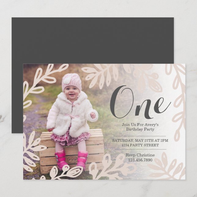 Ernte Blume Geburtstag Einladung (Vorne/Hinten)