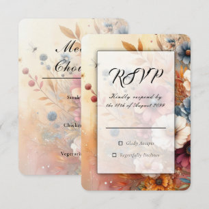 Ernte Blütenblätter und gemalte Himmel Hochzeit RSVP Karte