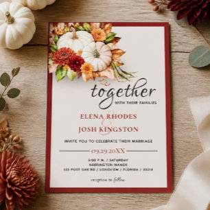 Ernte Chic Weiße Kürbis Hochzeit Einladung