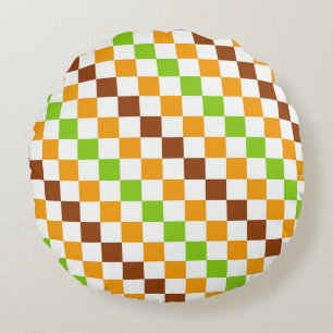 Ernte-Diagonal-Kontrollbrettmuster Rundes Kissen