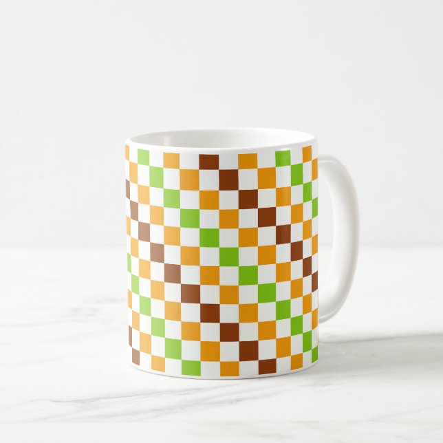 Ernte-Diagonal-Schachbrettmuster Kaffeetasse (VorderseiteRechts)