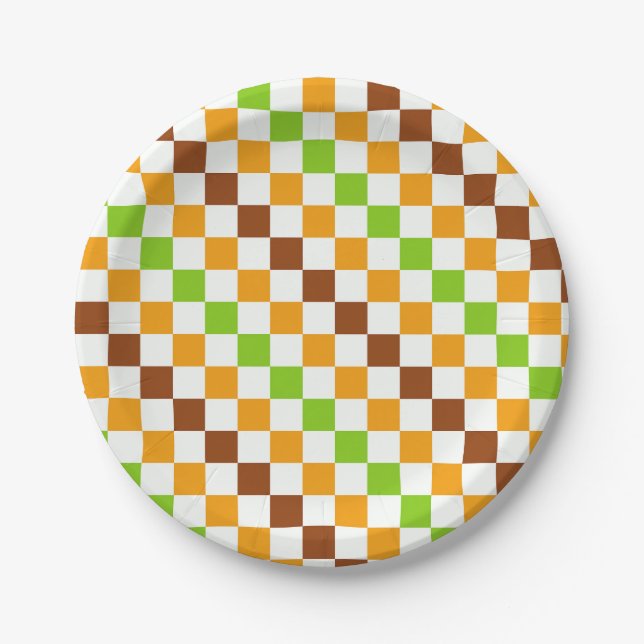 Ernte-Diagonal-Schachbrettmuster Pappteller (Vorderseite)
