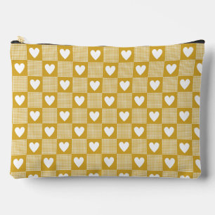 Ernte-Gold-Gingham-Herz-Patchwork-Kariert Zubehörtasche