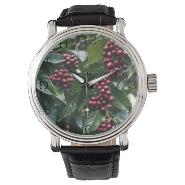 **"Ernte im Blut: Kaffeebohnen auf dem Baum"** Armbanduhr (Vorderseite)