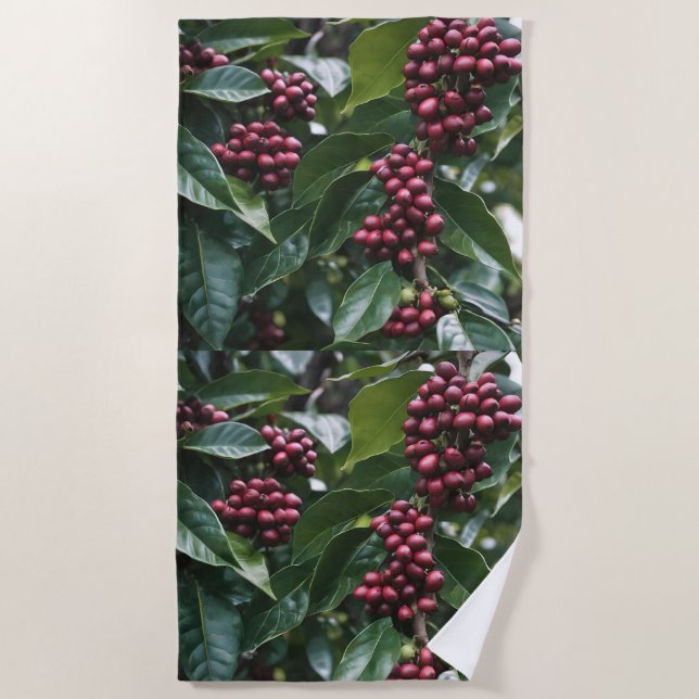 **"Ernte im Blut: Kaffeebohnen auf dem Baum"** Strandtuch (Vorderseite)
