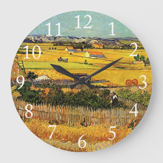 Ernte in La Crau, mit Montmajour.. Große Wanduhr (Vorderseite)