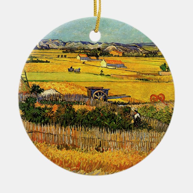 Ernte in La Crau, Montmajour von Vincent van Gogh Keramikornament (Vorne)