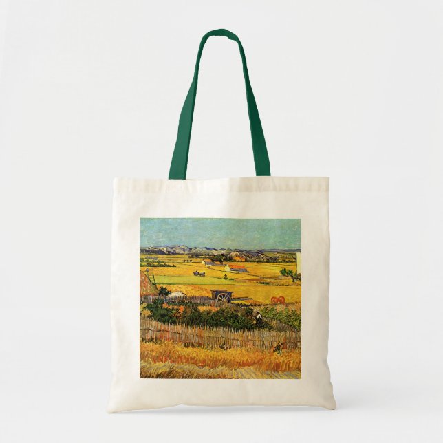 Ernte in La Crau, Montmajour von Vincent van Gogh Tragetasche (Vorne)