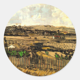 Ernte in Provence Montmajour von Vincent van Gogh Runder Aufkleber