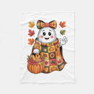 Ernte Kürbis Skizze Patchwork Halloween Geist Herb Fleecedecke