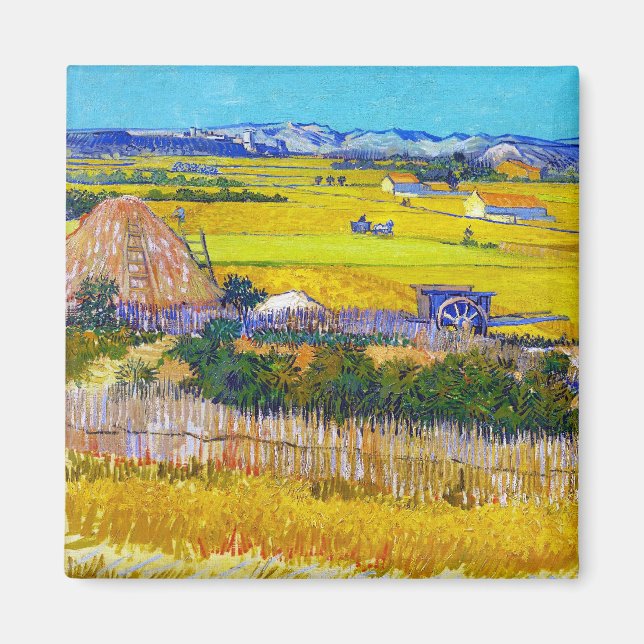 Ernte Landschaft mit blauem Cart Vincent Van Gogh Magnet (Vorne)