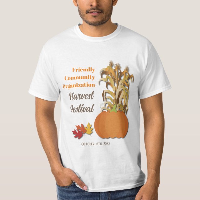 Ernte Pumpkin Getreide Stalks Herbst T-Shirt (Vorderseite)
