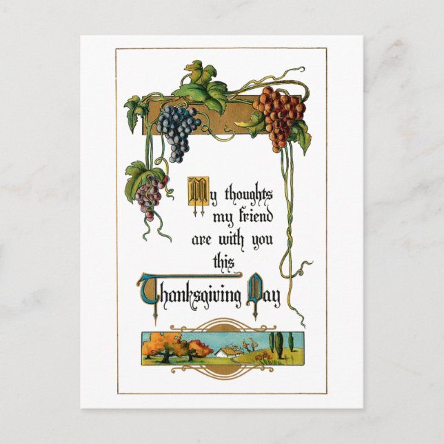 Ernte Szene und Erntedank Gruß Feiertagspostkarte (Vorderseite)