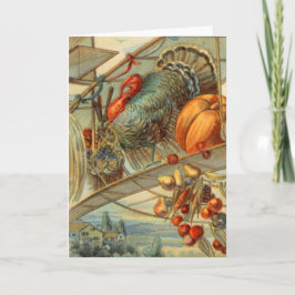 Ernte Türkei und Biplane Feiertagskarte