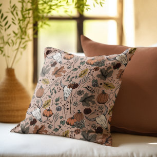 Ernte und Hörner Kuh Schädel Vintage Rose Kissen
