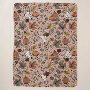 Ernte und Hörner Kuh Schädel Vintage Rose Sherpadecke