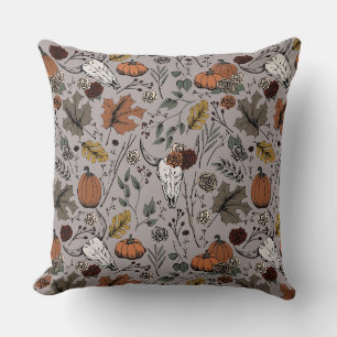 Ernte und Horns Kuh Skull Taupe Kissen