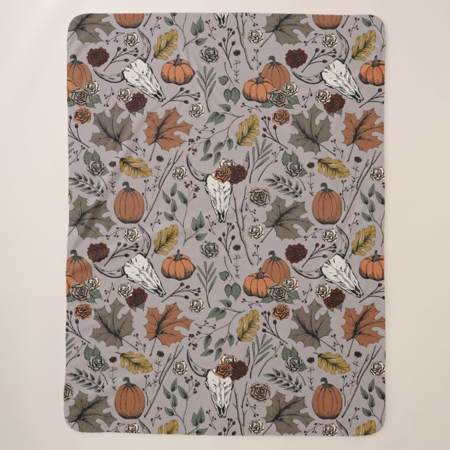 Ernte und Horns Kuh Skull Taupe Sherpadecke (Vorderseite)