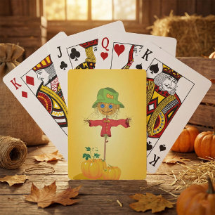 Ernte-Vogelscheuche und Kürbisse Herbsternte Spielkarten