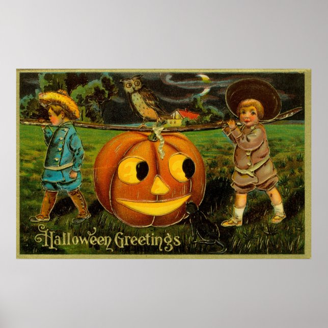 Ernte von Pumpkin zu Halloween Jack-o-Lantern Poster (Vorne)