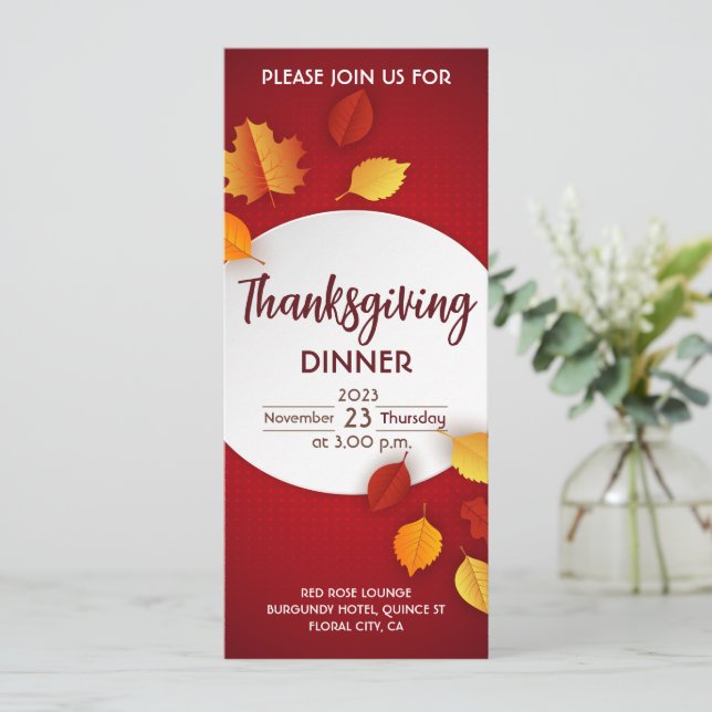 Erntedank Abendessen Einladung (Stehend Vorderseite)