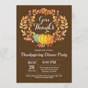 Erntedank-Abendessen-Party-Fall-Herbst Brown Einladung