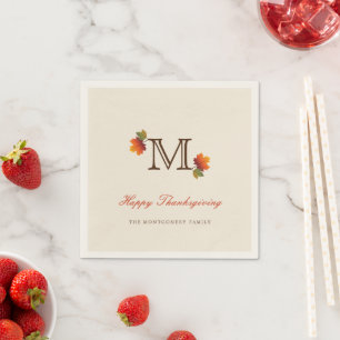 Erntedank-Abendpapier für Monogramm im Herbst Serviette