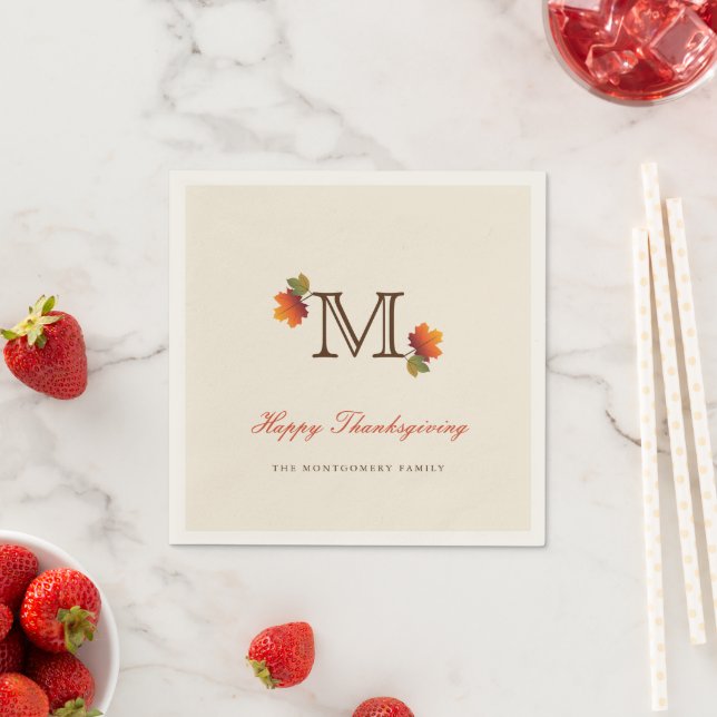 Erntedank-Abendpapier für Monogramm im Herbst Serviette (Beispiel)