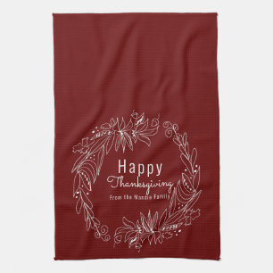 Erntedank Acorn Wreath Handzeichen Illustration Geschirrtuch