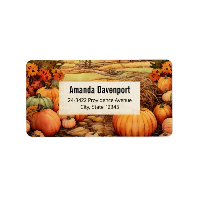 Erntedank-Adresse der Pumpkin Farm Fall Harvest Adressaufkleber (Vorne)