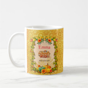 Erntedank, Ahorn-Blätter, Kürbisse und Blume Kaffeetasse