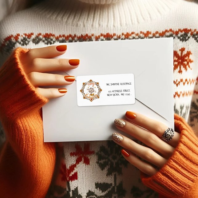 Erntedank-Ahorn-Blätter rahmen Herbstmarke Adressaufkleber (Von Creator hochgeladen)